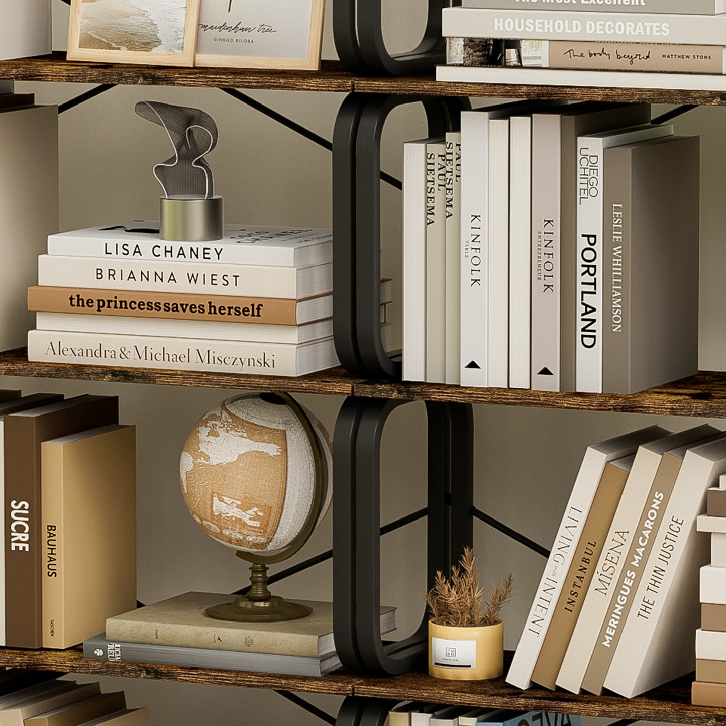 Rustic Industrial 5-Tier Bookshelf with Metal Frame for Home and Office - Vintage Brown Open Storage Unit