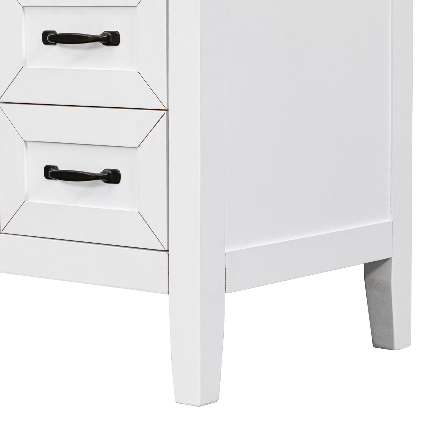 36-Inch White Freestanding Bathroom Vanity with Ceramic Sink and Storage Drawers