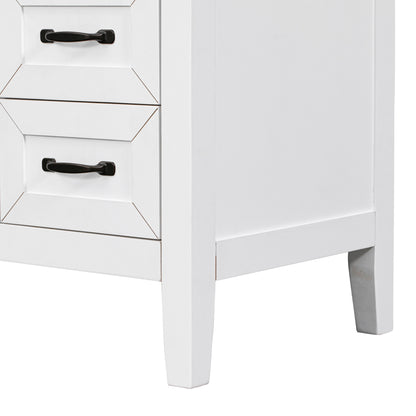 36-Inch White Freestanding Bathroom Vanity with Ceramic Sink and Storage Drawers