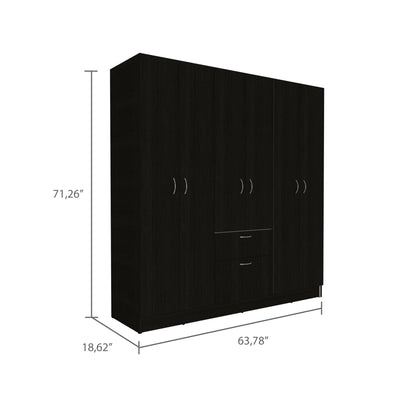 Davenport 1-Drawer Rectangle 6-Door Armoire Black Wengue and White