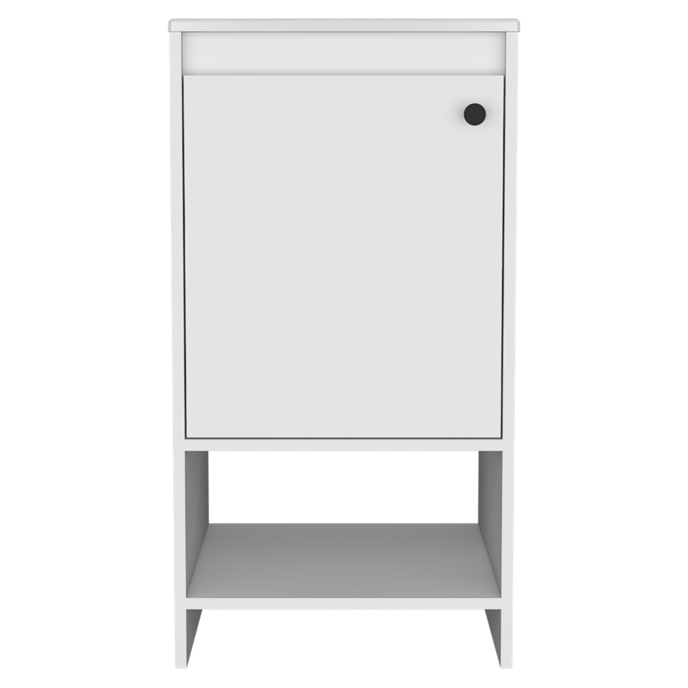 Modern White Single Door Bathroom Vanity with Two Shelves