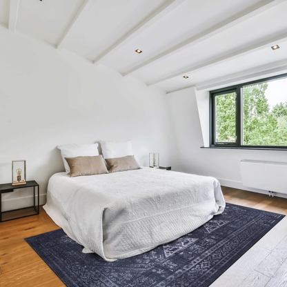 8x10 Machine-Washable Area Rug - Low-Pile Chenille, Pet & Kid Friendly - Polyester Rug - Black and Gray