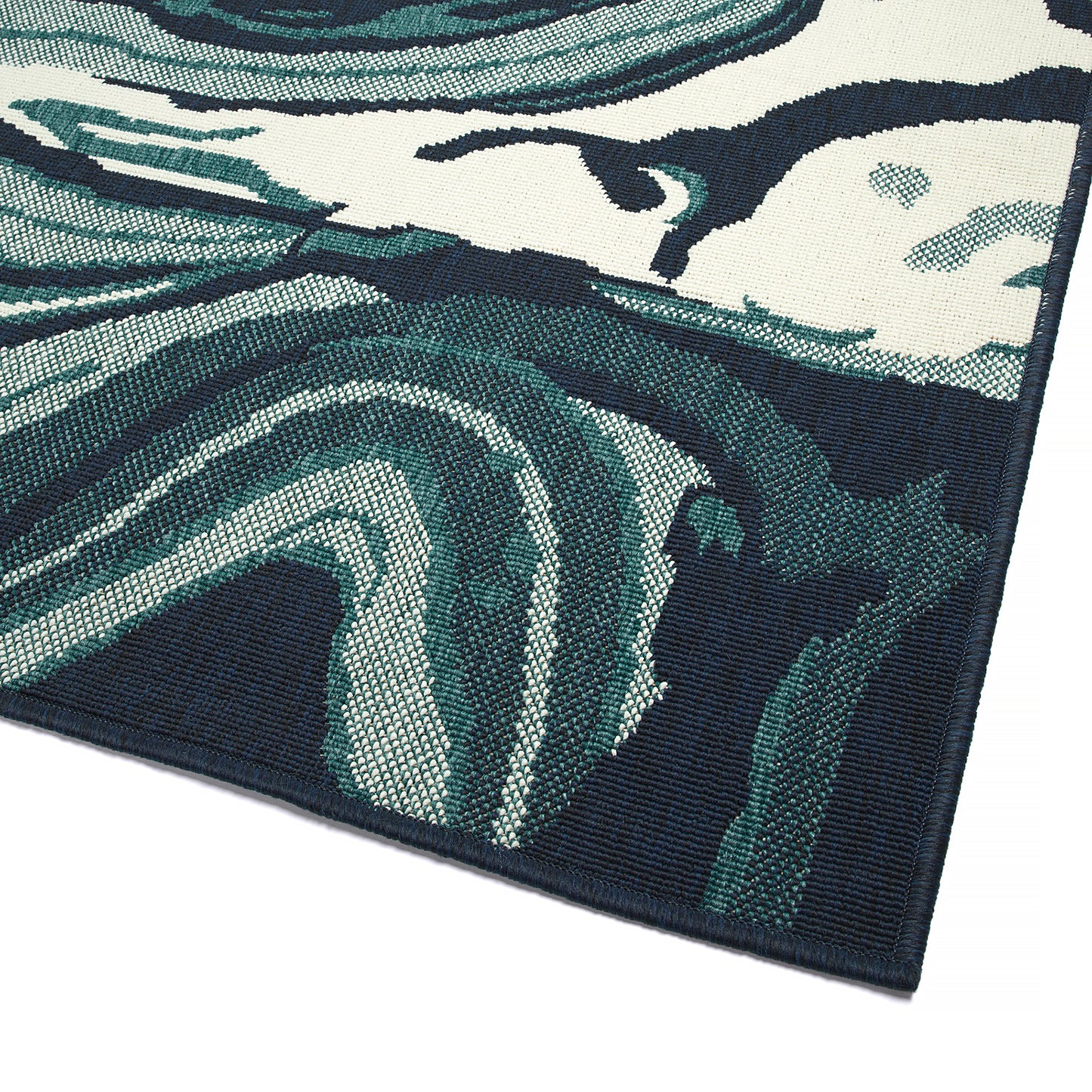 Modern Abstract Textured Cut-Pile Area Rug, 5 ft 3 in x 7 ft 6 in, Indoor/Outdoor, Polypropylene Teal