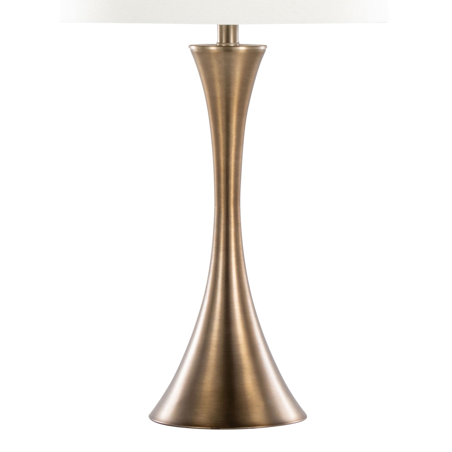 Set of 2 29-Inch Metal Table Lamps with Off-White Linen Drum Shade, 3-Way Switch Matte Golden Bronze