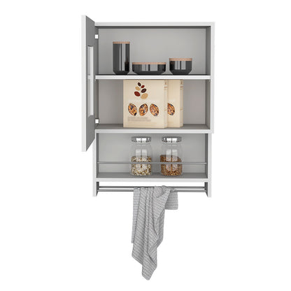 Papua White Wall Cabinet with Three Shelves for Versatile Home Use