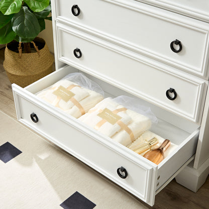 Elegant White 6-Drawer Tall Dresser for Bedroom and Living Room - Spacious Storage Solutions with Smooth Gliding Drawers and Stylish Design