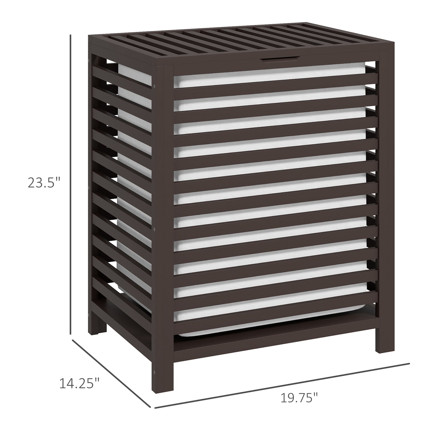 HOMCOM Bamboo Laundry Hamper with Lid, Laundry Basket with Removable Liner Bag, Dirty Clothes Hamper, 19.75 x 14.25 x 23.5 Inches, Coffee