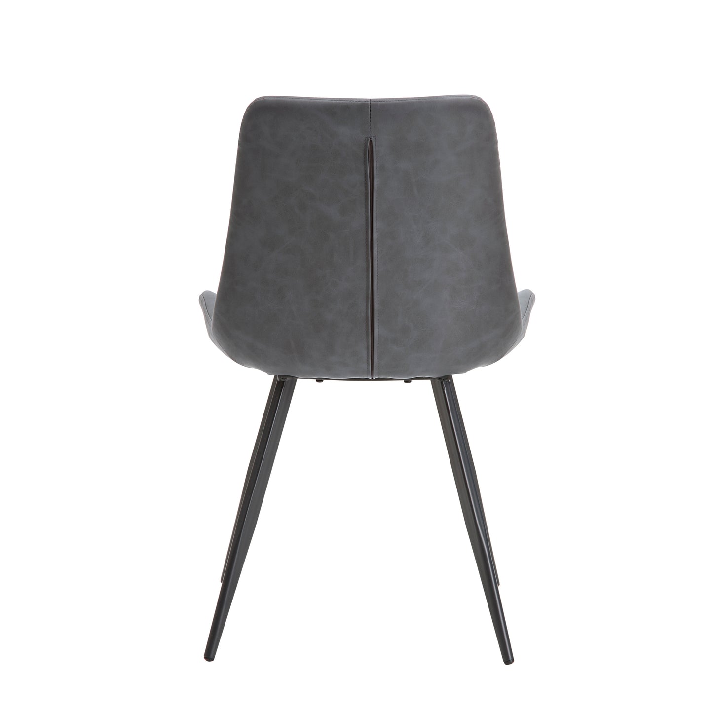 Set of 2 Modern Faux Leather Dining Chairs with Black Metal Legs, Easy Assembly, Dining Kitchen, Gray