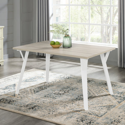 Modern Rectangular Dining Table White And Natural Wood
