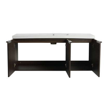 Modern 48-Inch Wall-Mounted Bathroom Vanity with Soft-Close Doors and Resin Sink