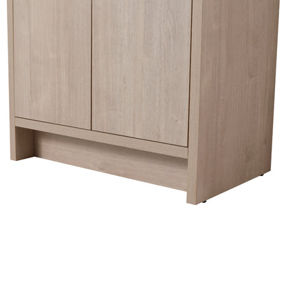 30-Inch Light Oak Freestanding Bathroom Cabinet with Soft-Close Doors & Integrated Resin Sink