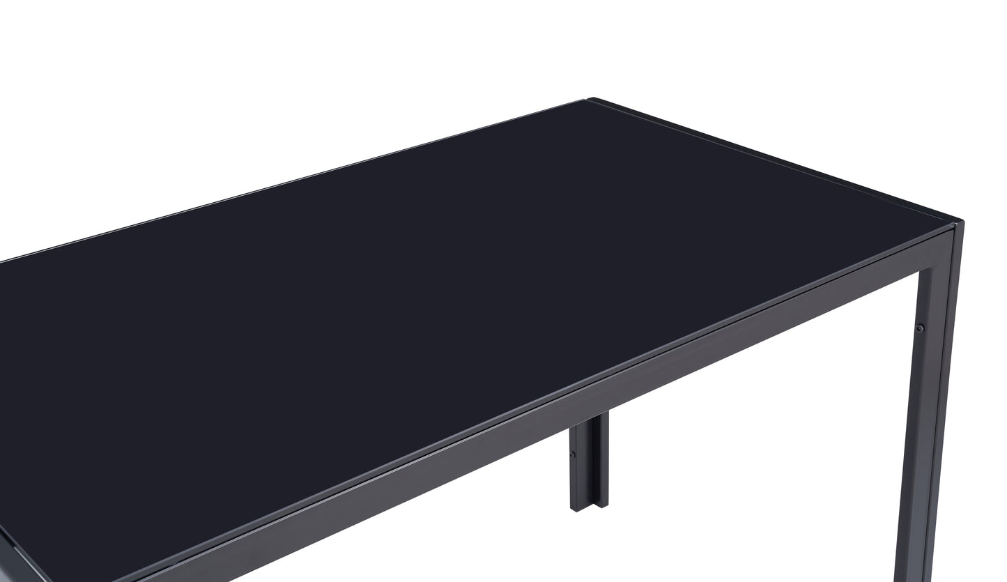 Glass Top Dining Table With Tempered Glass Surface Black