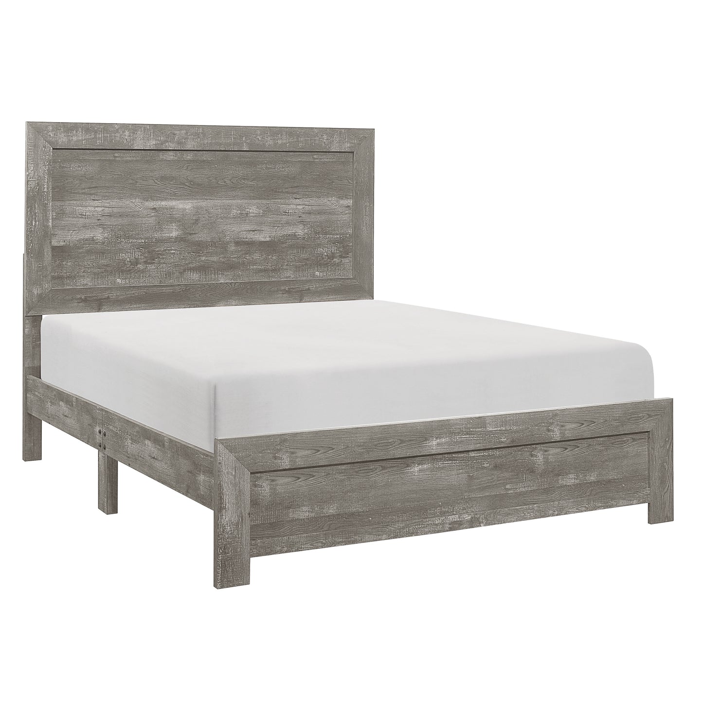 Rustic Gray Queen Size Bed with Headboard and Footboard for Modern Bedrooms
