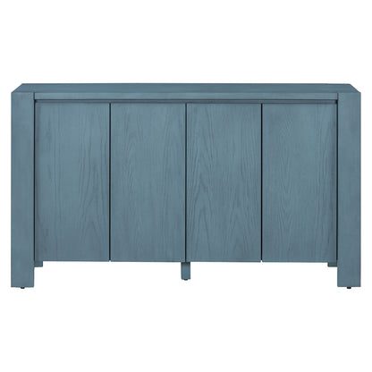 TREXM Retro 4-door Sideboard with Distressed Finish and Adjustable Shelves for Dining Room, Kitchen, and Living Room (Navy)