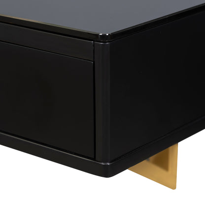 47-Inch Floating Shelf with Drawer — Wall-Mounted Vanity Desk for Bedroom/Bath Salon Table Black & Gold