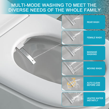 High-Tech Smart Bidet Toilet with Auto Open/Close, Heated Seat, Foot Sensor Flush, LED Control, and Night Light Features