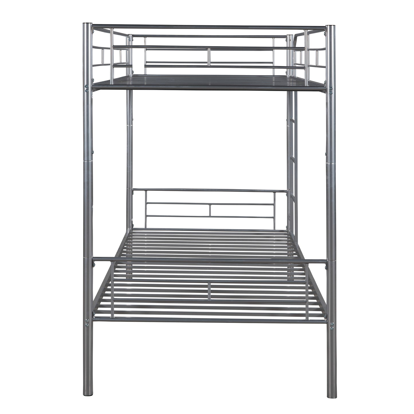 Contemporary Silver Twin Over Twin Metal Bunk Bed