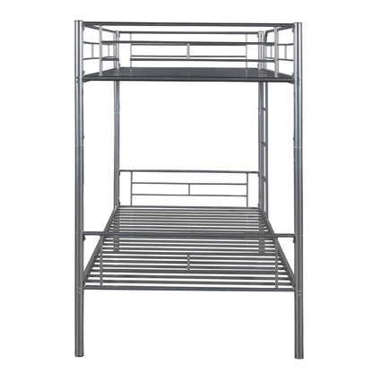 Contemporary Silver Twin Over Twin Metal Bunk Bed