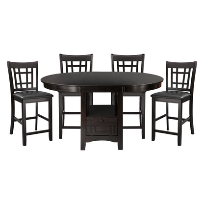 Counter Height Dining Set Five Piece Table Leaf Dark Cherry