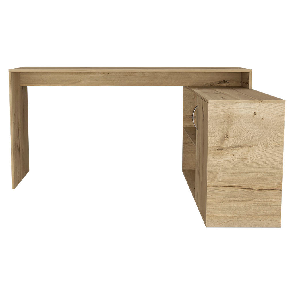 L-Shaped Modern Computer Desk with Versatile Storage - Light Oak Finish