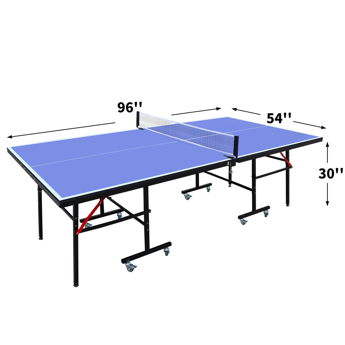 Regulation-Size 8ft Indoor Table Tennis Table, Foldable & Portable with Net, Paddles & 3 Balls Blue
