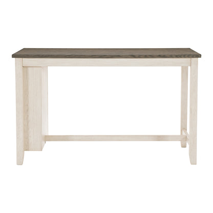 Contemporary Counter Height Table with Built-in Shelves in Antique White and Rosy Brown Finish - Wooden Dining Room Furniture