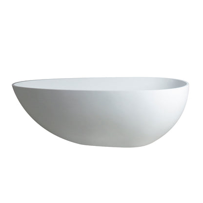Luxury 67" Freestanding Matte White Bathtub, Solid Surface Soaking Tub with Overflow and Pop-up Drain for Modern Bathrooms