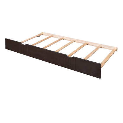 Espresso Twin Daybed with Trundle - Stylish Wood Frame for Space-Saving Comfort
