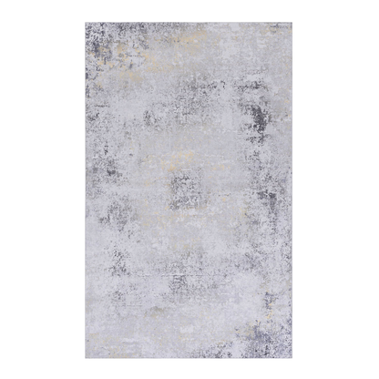 8x10 Machine-Washable Area Rug, Low-Pile, Non-Slip, Foldable, Kid & Pet Friendly Living Room - Gray/Gold