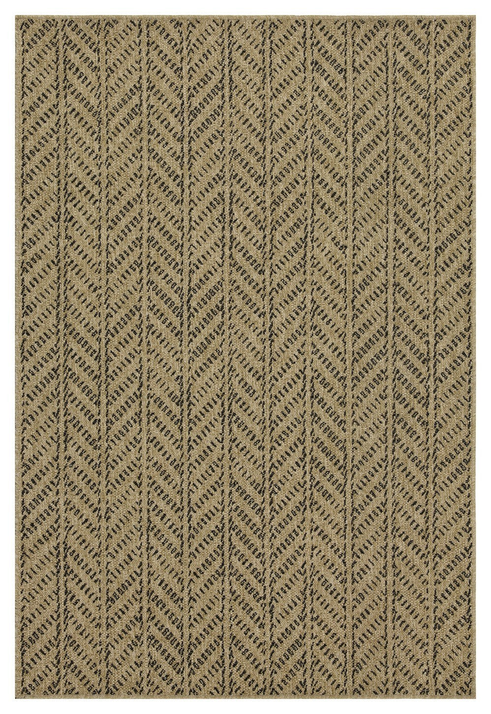 Indoor/Outdoor Flatweave Rug 7'3" x 2'7" - Polypropylene, Stain-Resistant, Easy Clean - Natural and Black
