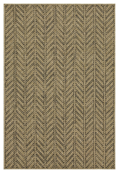 Indoor/Outdoor Flatweave Rug 7'3" x 2'7" - Polypropylene, Stain-Resistant, Easy Clean - Natural and Black