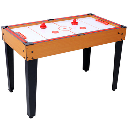 5-in-1 Game Table: Billiards, Ping Pong, Foosball, Basketball, Push Hockey; 43x24x32 in MDF+Steel Brown/Red