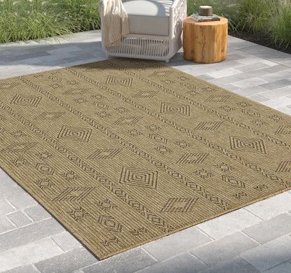Indoor/Outdoor Flatweave Area Rug, 87 x 31 in, Polypropylene, Stain-Resistant, Natural & Light Brown