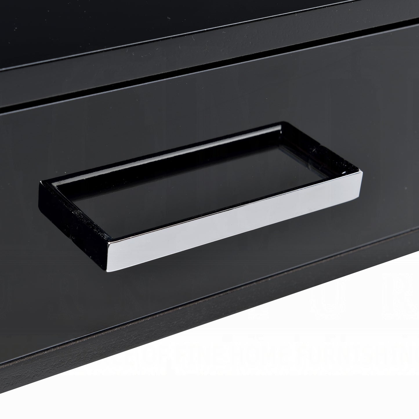 Sleek Black and Chrome Modern Writing Desk with Two Drawers