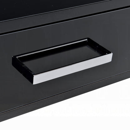 Sleek Black and Chrome Modern Writing Desk with Two Drawers