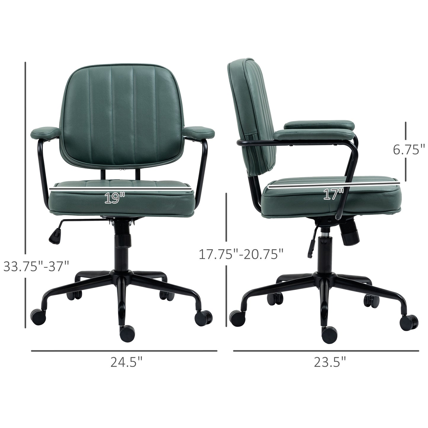 Adjustable Green Home Office Chair with Tilt Function and Lumbar Support