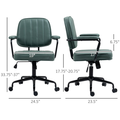 Adjustable Green Home Office Chair with Tilt Function and Lumbar Support