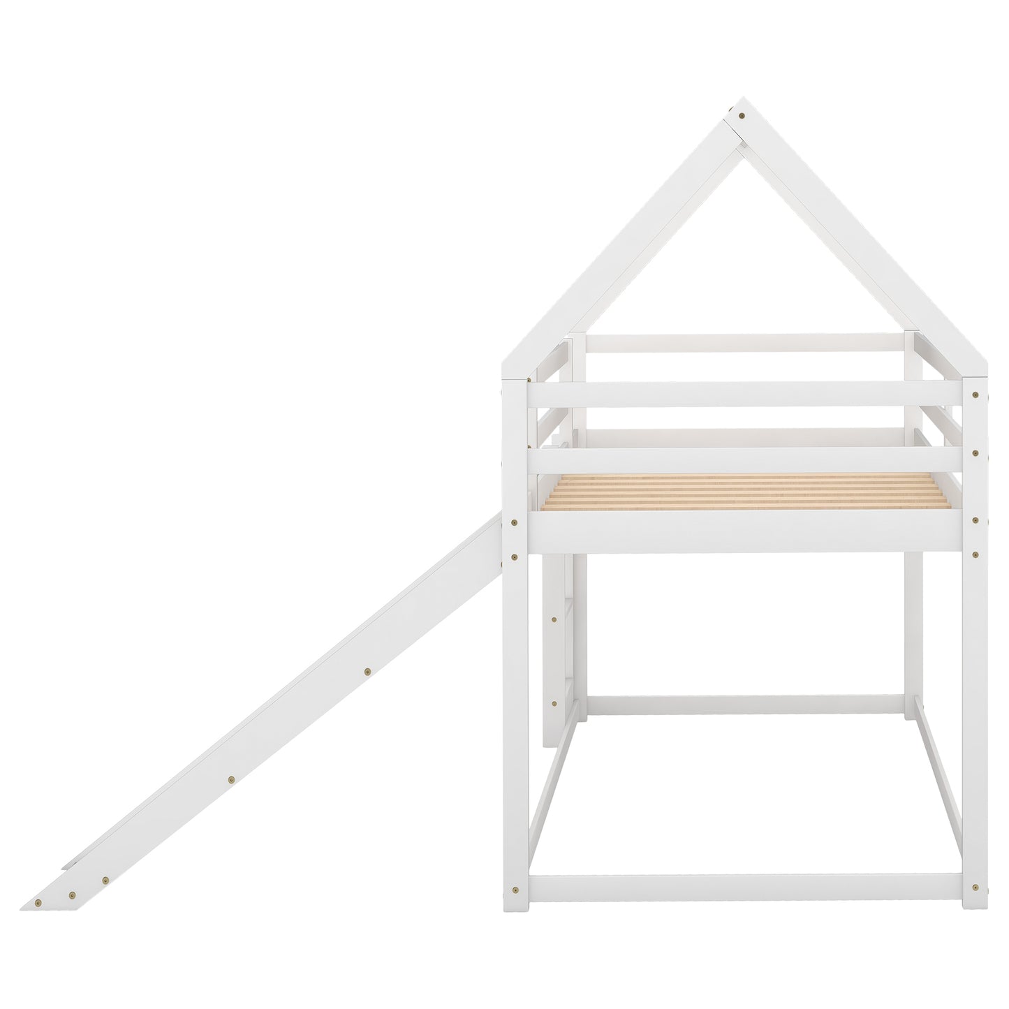 Kids' Enchanted Twin Bunk Bed with Slide & Ladder in White
