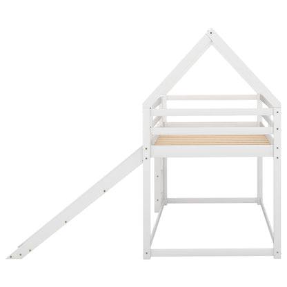 Kids' Enchanted Twin Bunk Bed with Slide & Ladder in White