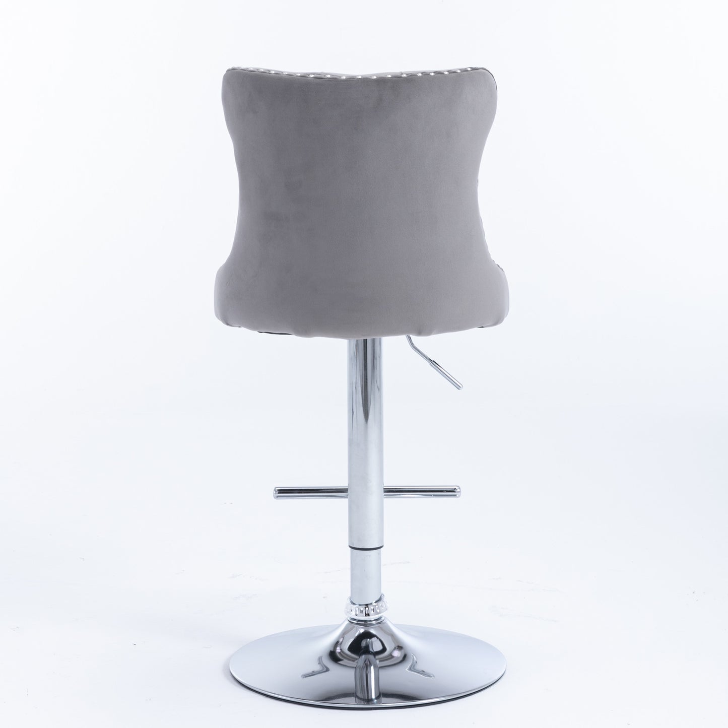 Velvet Bar Stools Swivel Adjustable 25 To 33 Gray Set 2