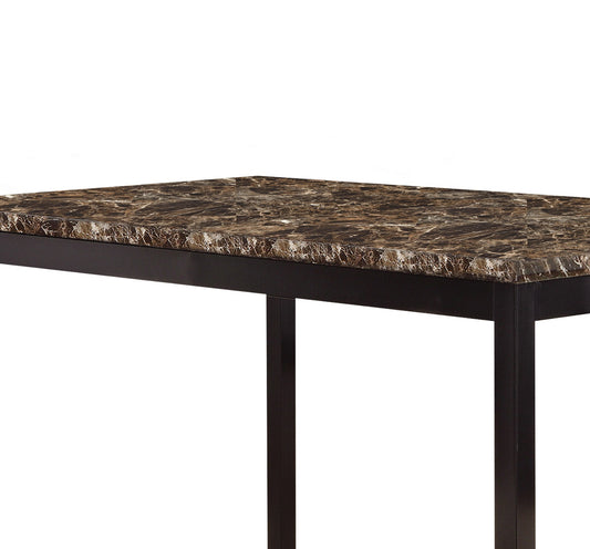 Dining Table 48 By 30 Faux Marble Top Black Metal Finish