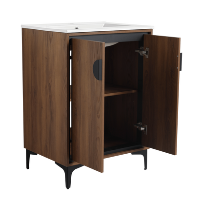 Modern 24-Inch Bathroom Vanity with Ceramic Sink, Stylish Storage Cabinet with Soft Closing Doors