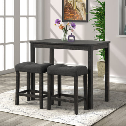 Counter Height Wood Dining Set, 3-Piece, Modern Style, MDF Construction for Kitchen or Dining Area Gray