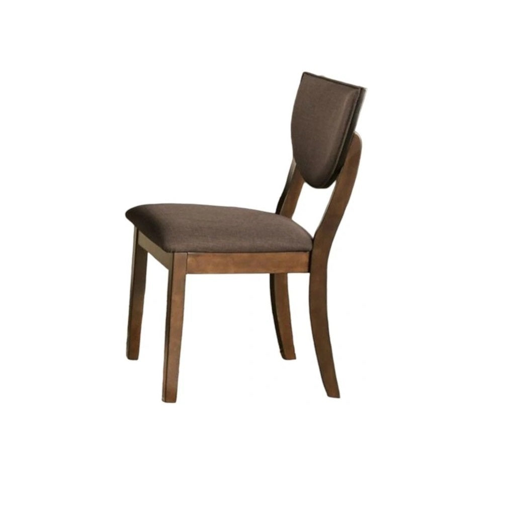 Set of 2 Dining Chairs, Solid Wood, Upholstered, 20.5W x 23.9D x 35H, Dark Chocolate Fabric, Walnut Finish