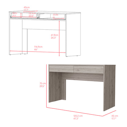 Modern Light Gray Computer Desk with Two Hidden Drawers