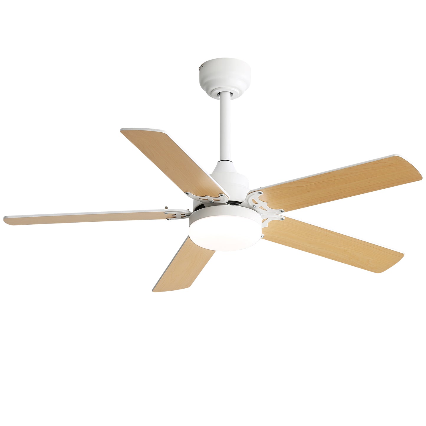 42-Inch 5-Blade Ceiling Fan with DC Motor, Remote, Reversible, LED Light, 3-Color Temp, MDF Blades, White