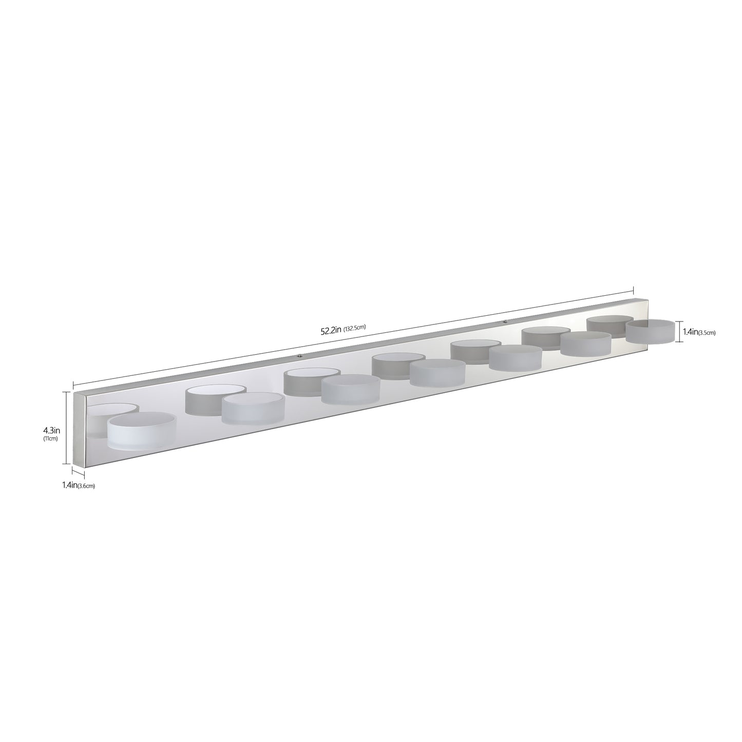 7-Light LED Vanity Sconce with Acrylic Shades, Dimmable, 52-Inch Length, Energy-Efficient Bathroom Chrome