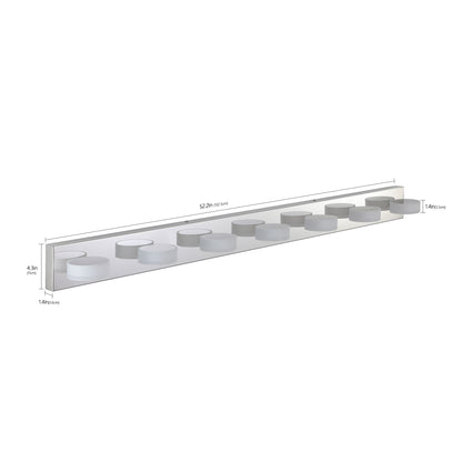 7-Light LED Vanity Sconce with Acrylic Shades, Dimmable, 52-Inch Length, Energy-Efficient Bathroom Chrome