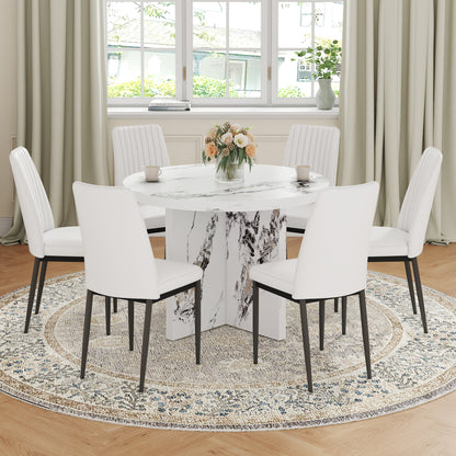 Round Dining Table 42Inch For Four To Six Modern MDF White