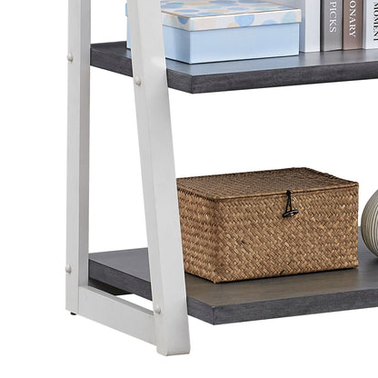 Modern 5-Tier Ladder Bookshelf with Solid Rubber Wood Frame for Versatile Storage in Any Room